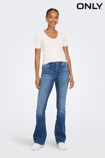 ONLY Blue Mid Rise Stretch Flare Jeans (N50479) | £35