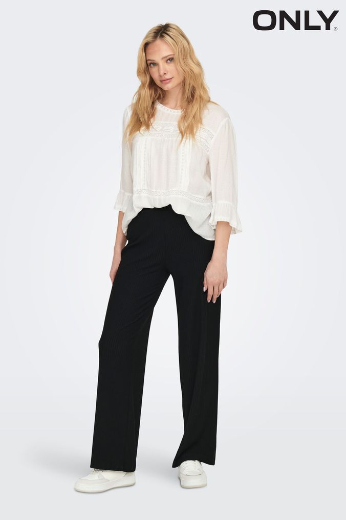 Straight leg cotton trousers discount