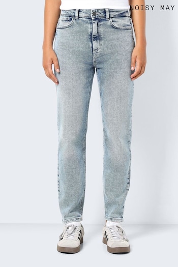 NOISY MAY Blue High Waisted Straight Leg Grau Jeans (N50571) | £40