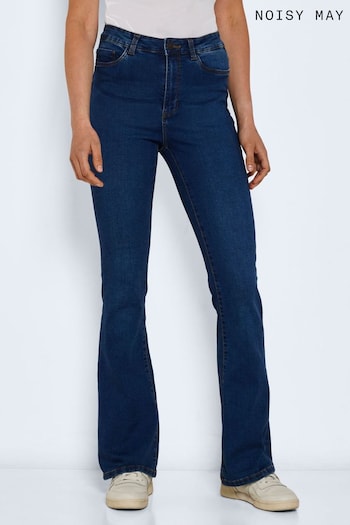 NOISY MAY Blue High Waisted Flare Patch Jeans (N50592) | £30