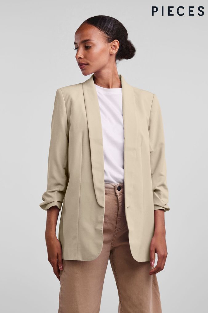 Casual cream blazer top