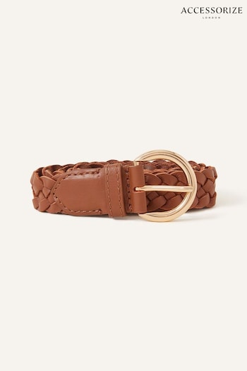 Accessorize Brown Leather Plaited Belt (N50633) | £18