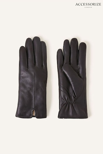Accessorize Black Faux Fur-Lined Leather Gloves (N50748) | £25