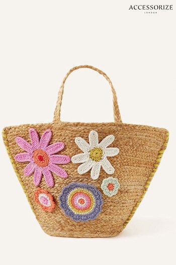 Accessorize Natural Flower Applique Basket Bag (N50750) | £38