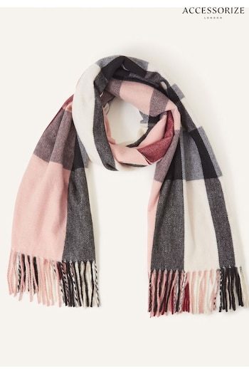 Accessorize Pink Check Blanket Scarf (N50752) | £24