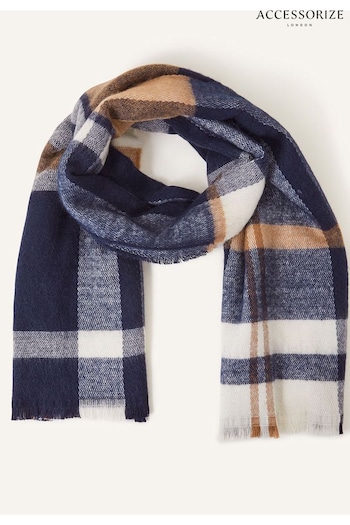 Accessorize Blue Check Blanket Scarf (N50753) | £24