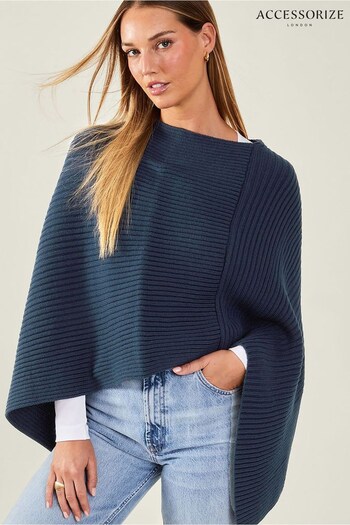 Accessorize Blue Ribbed Poncho (N50774) | £34