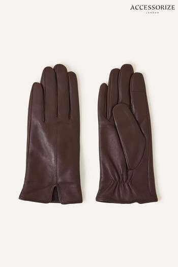 Accessorize Brown Touchscreen Leather Gloves (N50787) | £22