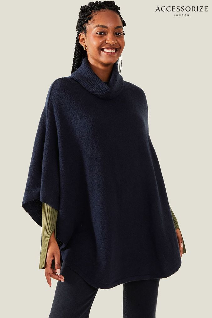 Navy blue poncho clearance sweater