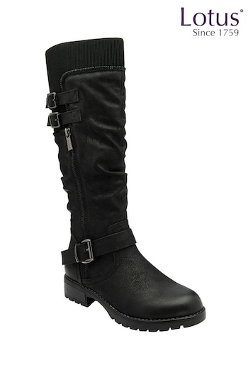Lotus Black Knee High Boots (N50830) | £75