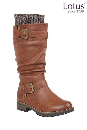 Lotus Brown Knee High shoe-care Boots (N50834) | £70