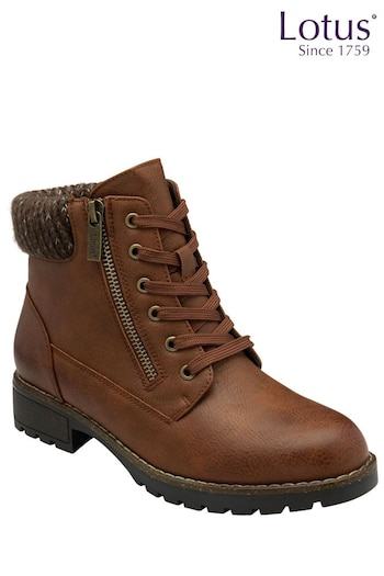 Lotus Brown Lace-Up Ankle Boots (N50838) | £65