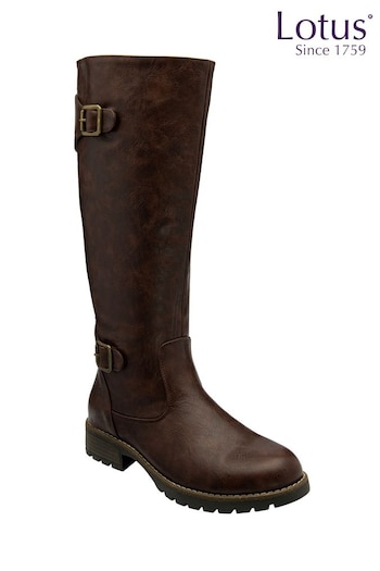 Lotus Brown Knee High Boots (N50841) | £75