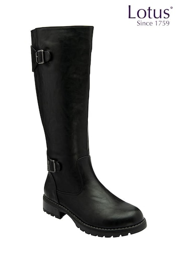 Lotus Black Knee High Boots (N50842) | £75