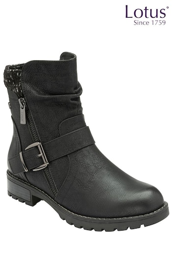 Lotus Black Leather Knee High Boots (N50845) | £65