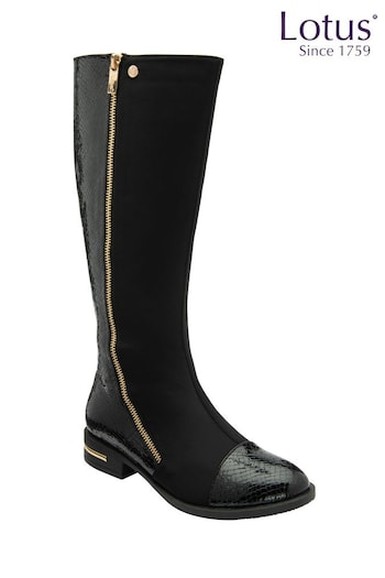 Lotus Black Knee High Boots (N50860) | £75