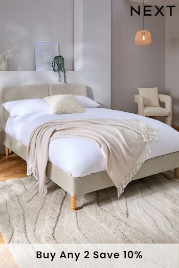 Chunky Chenille Natural Oyster Hove Upholstered Bed Frame (N50868) | £399 - £499