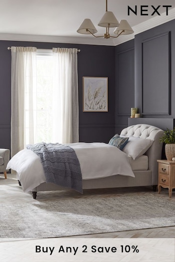 Brushed Marl Light Grey Hartford Collection Luxe Upholstered Bed Frame (N50869) | £599 - £699