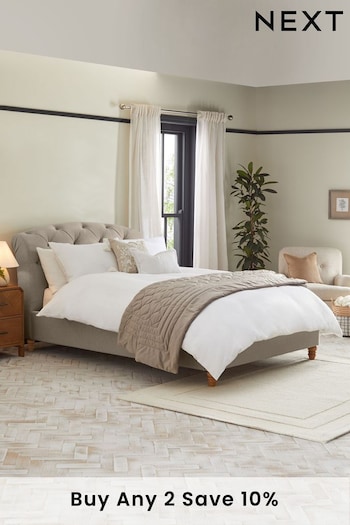 Tweedy Plain Mid Natural Hartford Collection Luxe Upholstered Bed Frame (N50871) | £599 - £699