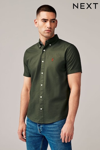 Green Regular Fit Short Sleeve Oxford Shirt (N51101) | £22