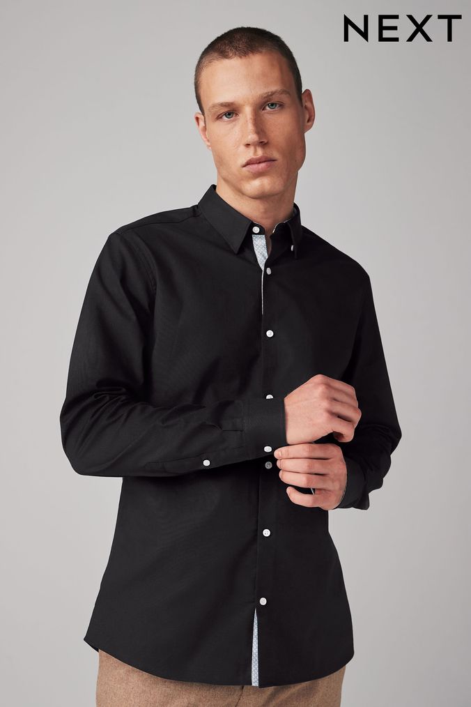 Mens Black Slim Fit Shirts Black Formal Slim Fit Shirts Next UK