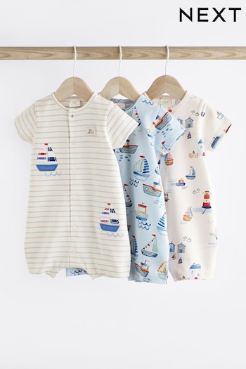 Blue Boat Baby Jersey Rompers 3 Pack (N51116) | £17 - £21