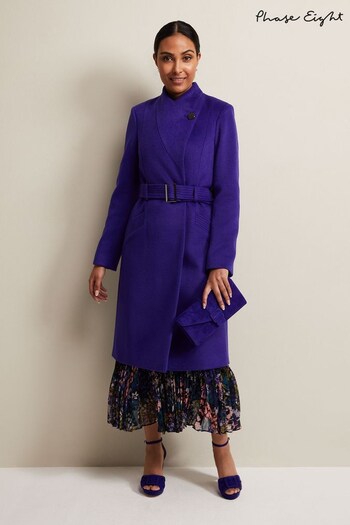 Phase EightPetite Purple Susanna Wool Smart Coat (N51118) | £219