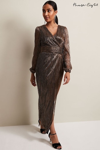 Phase Eight Gold Metallics Petite Brielle Bronze Shimmer Maxi Dress (N51127) | £149