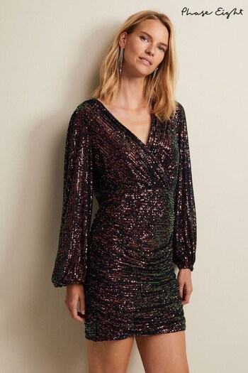 Phase Eight Purple Ruby Sequin Ruched Mini Dress (N51144) | £149