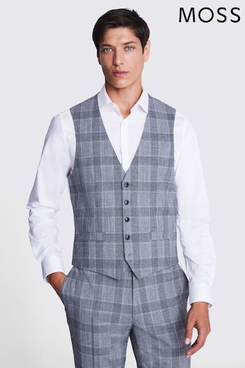 MOSS Tailored Fit Grey Check Waistcoat (N51179) | £110