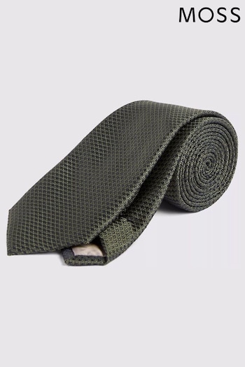 MOSS Olive Green Textured Tie (N51194) | £20