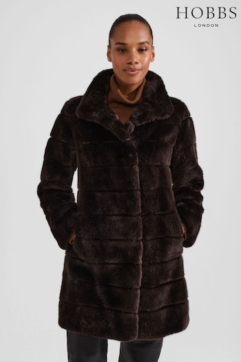 Hobbs Ros Chocolate Faux Fur Coat (N51251) | £219