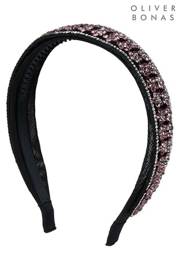 Oliver Bonas Tiffany Sparkle Beaded Black and Black Headband (N51609) | £22