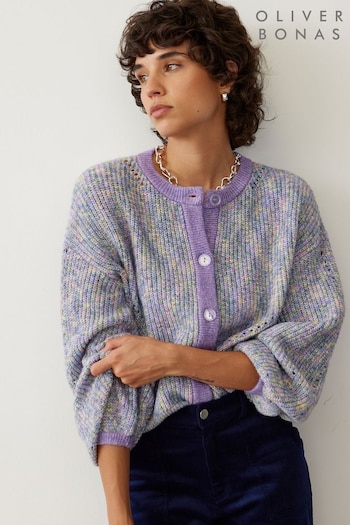 Oliver Bonas Purple Speckled Knitted Cardigan (N51627) | £55