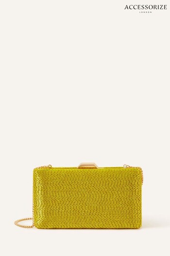 Accessorize Green Beaded Hardcase Clutch Bag (N51661) | £55