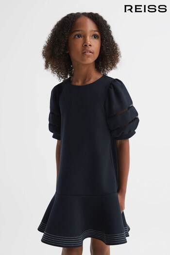 Reiss Navy Clea Teen Jersey Puff Sleeve Mini Dress (N51671) | £58