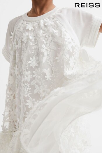 Reiss Ivory Theo Teen Embellished Flared Dress (N51672) | £90