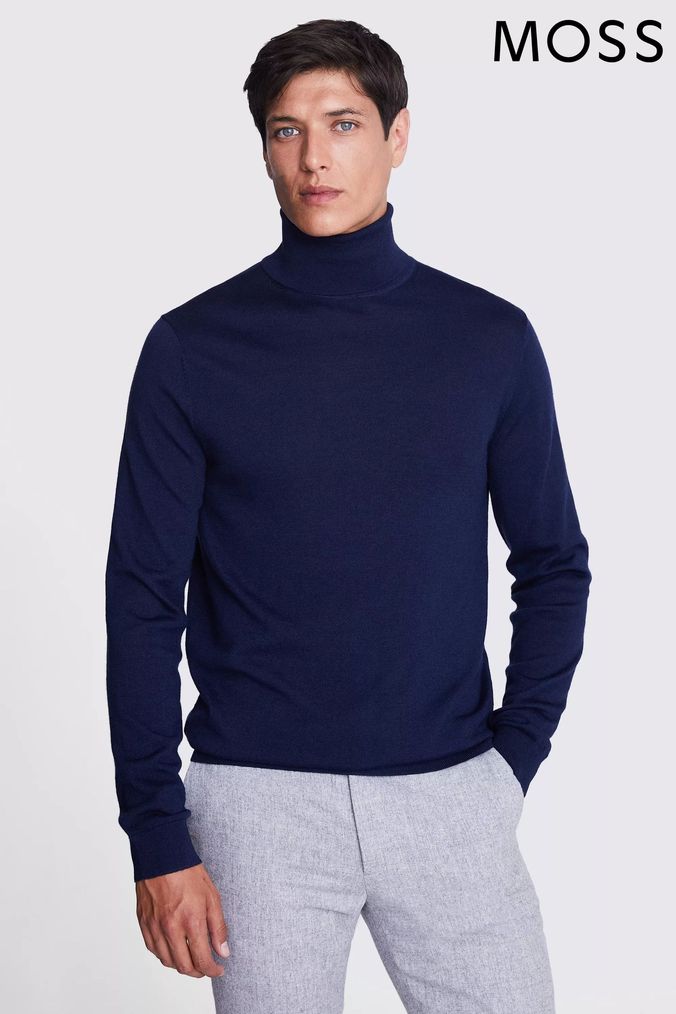 Mens black roll neck jumpers clearance
