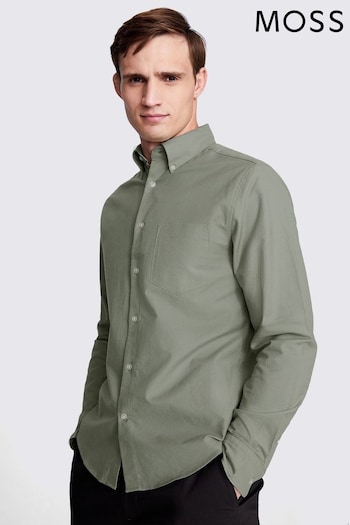 MOSS Sage Green Washed Oxford Shirt (N51716) | £35