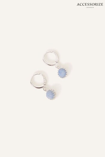 Accessorize Blue Sterling Silver-Plated Aventurine Drop Earrings (N51743) | £18