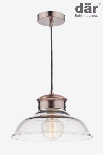 Dar Lighting Copper/Glass Antique Siren Dome Pendant (N51766) | £64