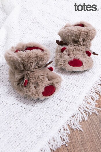 Totes Brown & Red Novelty Bootie Childrens Slippers (N51798) | £12