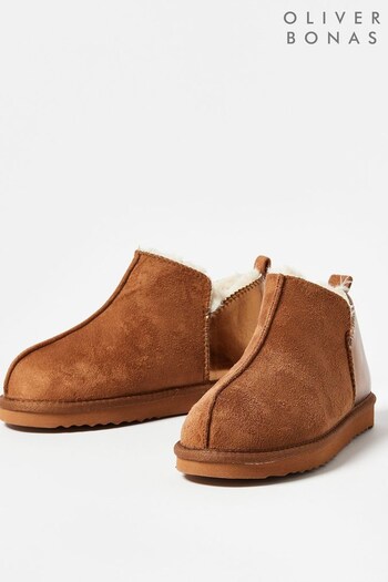 Oliver Bonas Metallic & Faux Suede Brown Boots (N51804) | £38