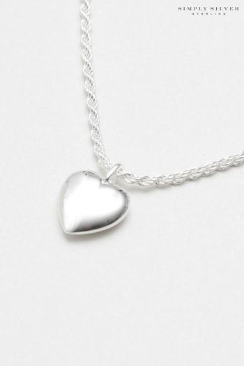 Simply Silver Silver Tone Polished Heart Necklace (N51807) | £65