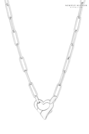 Simply Silver Silver Tone Open Heart Closure Necklace (N51816) | £85