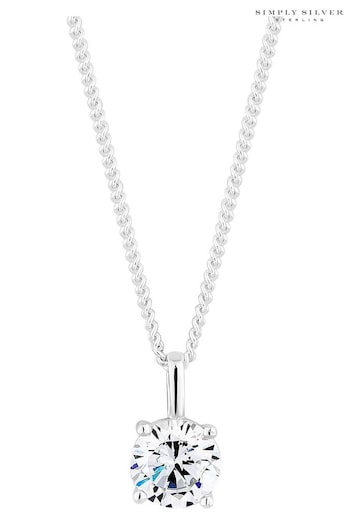 Simply Silver Sterling Silver Tone 925 Cubic Zirconia Pendant Necklace (N51829) | £20