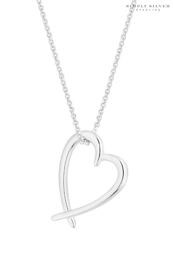 Simply Silver Sterling Silver Tone 925 Open Heart Pendant Necklace (N51830) | £28