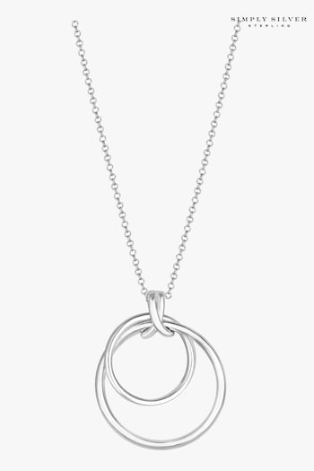 Simply Silver Silver Tone Polished Round Double Pendant Necklace (N51845) | £60