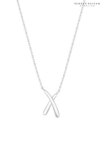 Simply Silver Sterling Silver Tone 925 Kiss Pendant Necklace (N51847) | £25