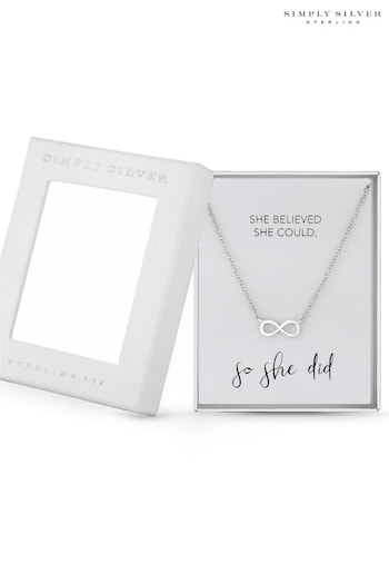 Simply Silver Sterling Silver Tone 925 Infinity Short Pendant Necklace - Gift Boxed (N51856) | £28